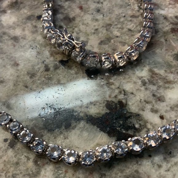 BRAND NEW Ross-Simons 925 silver tennis necklace&bracelet, white topaz stones. - Picture 10 of 16
